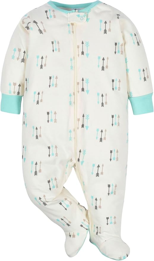 Gerber Baby Boys' 4 Pack Sleep 'N Play Footie Aqua Fox