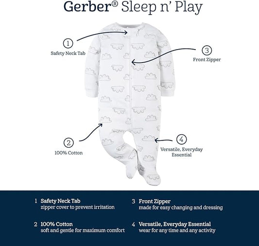 Gerber Baby Boys' 4 Pack Sleep 'N Play Footie
